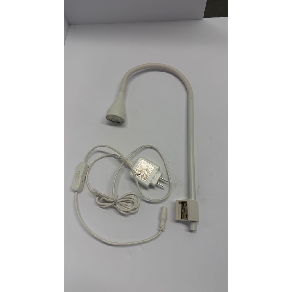 White LED Gooseneck Wall Mount Reading Light with Toggle Switch and AC Adapter